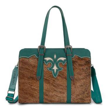 Imagem de Trinity Ranch Bolsa esportiva feminina de couro bovino grande, Turquesa, One Size