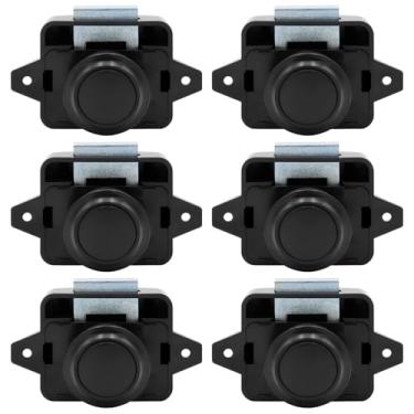 Imagem de Pacote com 6 fechaduras de armário Rv com botão de pressão, trava de porta de grau marítimo com parafuso de liga de zinco, inclui parafusos de montagem para armazenamento de motorhome