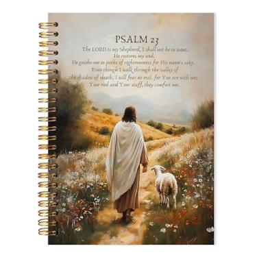 Imagem de LADOCK Caderno de Jesus Cristão, o Senhor É Meu Pastor, 23 Versículos da Bíblia, Caderno Espiral das Escrituras Religiosas, Diário de Jesus Deixa as 99 Ovelhas para Mulheres, 13 x 20 cm