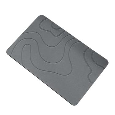 Imagem de Tapete de banho de lama diatomácea de 60 x 40 cm, pedra antiderrapante, secagem rápida, piso de banheiro para entrada, cinza, terra de longo prazo