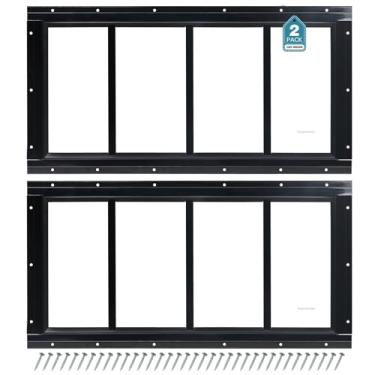 Imagem de Melkus Janela de galpão 30,5 x 61 cm, 2 unidades, design fixo de janela de popa com vidro temperado, perfeito para galinheiro, celeiro, estufa, garagem, casa de brinquedo, sala de armazenamento, preto