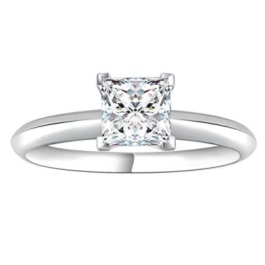 Imagem de YOYEEWYNS Anéis de noivado de zircônia cúbica solitário banhado a ouro 14 k 1,5 ct para mulheres alianças de casamento radiantes redondas de princesa tamanho 6-10, Metal, Zircônia cúbica