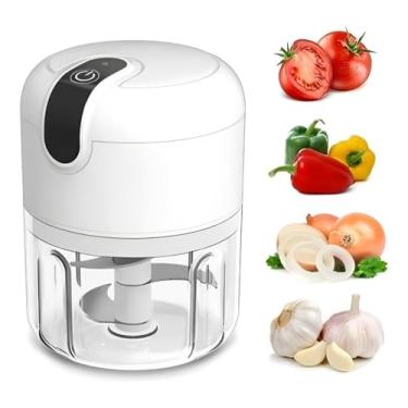 Imagem de Mini Processador de Alimentos Elétrico USB, Triturador Recarregável, Moedor Sem Fio para Alho e Cebola (Cores Variadas, Preta, Branca ou Verde)