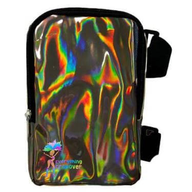 Imagem de Bolsa de coxa holográfica | Arnês de perna para mulheres | Bolsa de cintura ao ar livre | Pochete de caminhada de carnaval com alças ajustáveis, Marrom, One Size, Bolsa de coxa regular