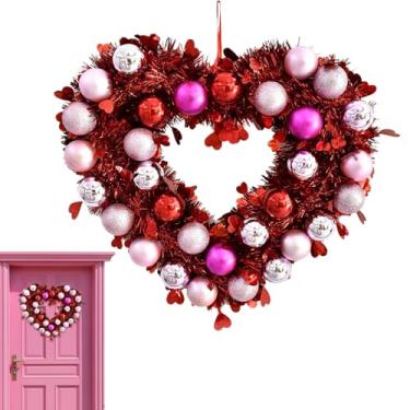 Imagem de Coroa De Flores Para Dia Dos Namorados - Sinal Decorativo Com Glitter,Coração Decorativo 31x36 cm para Entrada,Decoração para Casamentos Festas Jardim e Portões