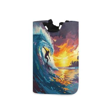 Imagem de Blueangle Cesta de roupa suja dobrável para surfista com alças – Saco de cesto de roupa impermeável dobrável | Solução de armazenamento de roupas que economiza espaço para dormitório doméstico (147)