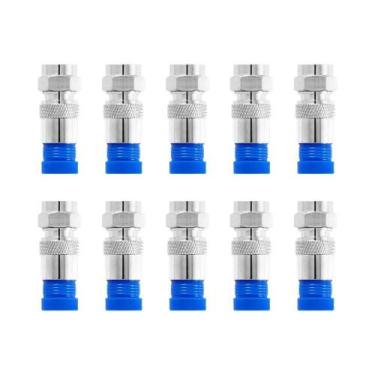 Imagem de Conectores De Compressão RG6 Azul E Preto 10pcs Tipo F Conexão Coaxial