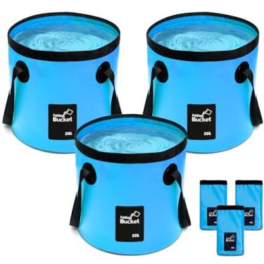 Imagem de Balde Plegável 5 Galões Container de Água Portátil Bacia Lavagem com Alça para Viagens Camping Caminhada Pesca Jardinagem