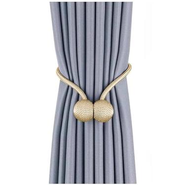 Imagem de Kit de 2 Prendedores Magnéticos para Cortina – Enfeites Decorativos, Práticos para Sala e Quarto(Dourado)