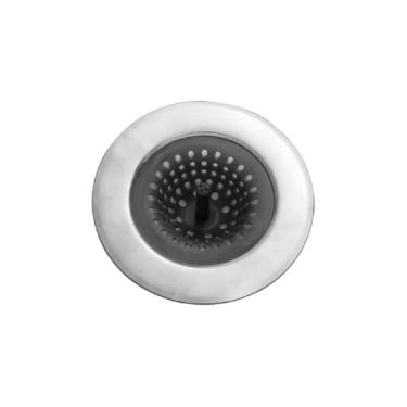 Imagem de Ralo de Pia com Cestinho Flexível, Aço Inox e Silicone, 11cm Diâmetro x 4,5cm Altura, Vedação Giratória