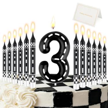 Imagem de Vela número de vela de aniversário de corrida (número 3, preta)