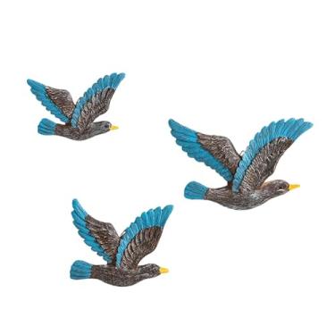 Imagem de Generic Conjunto de 3 enfeites de parede com gaivotas e pombas da paz em resina, esculturas 3D de aves marinhas em voo para quarto e sala de estar, Style C