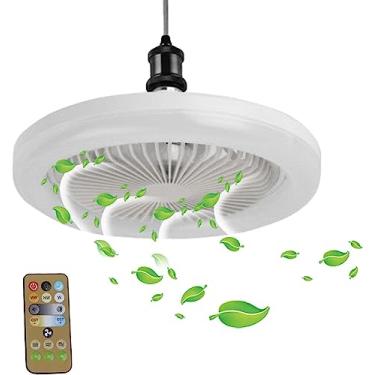 Imagem de Ventilador de Teto Perfil Baixo Silencioso com Cesto LED 3 Níveis Vento Luz Inteligente Regulável Controle Remoto e Parede Multifuncional para Cozinha Sala Jantar