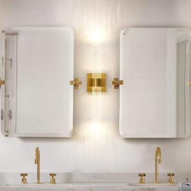 Imagem de Lâmpadas de Parede LED Lâmpada de Espelho Banheiro Arandela Moderna Nórdica Minimalista Acrílico Metal Iluminação de Parede para Sala de Estar Quarto Cabeceira Escada (Luz Branca Dourada, 40 cm)