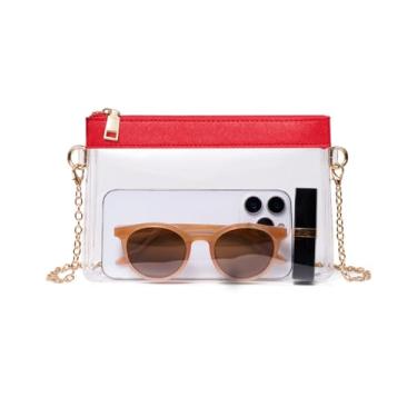 Imagem de Unilily Bolsa transparente para eventos em estádios, bolsa pequena transparente aprovada para estádios para mulheres, bolsa transversal para shows e esportes, Vermelho, Medium, Transversal