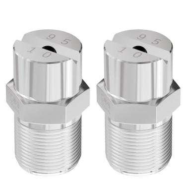 Imagem de Skweawert Ponta de pulverização de ventilador plano de 95 graus, rosca macho 1/8 BSPT 2 mm de diâmetro do orifício, bocais de pulverização de aço inoxidável para vassoura de água e limpador de