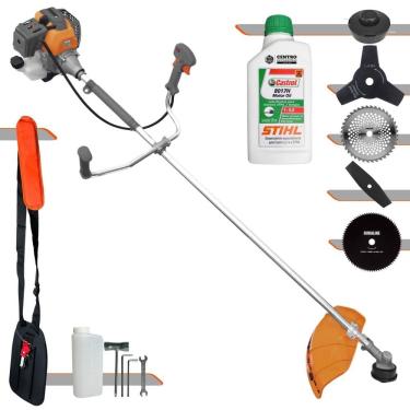 Imagem de Roçadeira Cortador de Grama Lateral À Gasolina Tekna RL520P 52cc 2HP Completa 5 em 1 Com Carretel + 4 Lâminas de Corte + ÓLEO STIHL 2 Tempos