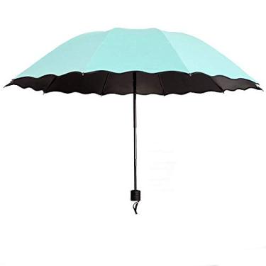 Imagem de LMJYU Guarda-chuva guarda-chuva chuva e vento proteção solar com cola preta revestimento UV guarda-chuva dobrável