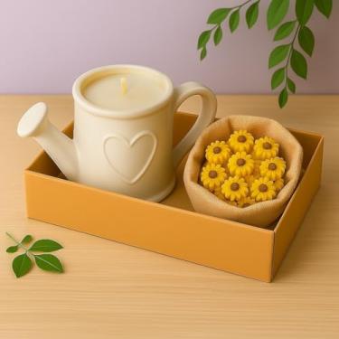 Imagem de Vela perfumada regador + conjunto de velas perfumadas florais Velas perfumadas Velas decorativas Mini girassol lembrança (Kit Girassol,1 Kit)
