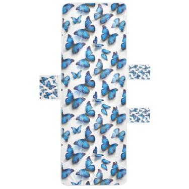 Imagem de STAYTOP Linda capa de toalha para espreguiçadeira de borboleta, capa macia para espreguiçadeira, capas de cadeira de praia com bolsos para jardim, pátio, pátio, banhos de sol, gramado, 215 x 76 cm