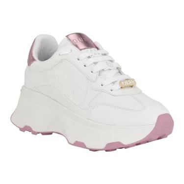 Imagem de GUESS Tênis feminino Calebb3, Branco/Rosa 147, 38