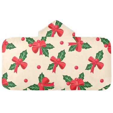 Imagem de Burbuja Toalha de banho com capuz de laço rosa para crianças, toalha de praia de pelúcia macia absorvente para chá de meninas e meninos 3-10 anos, 61 x 127 cm