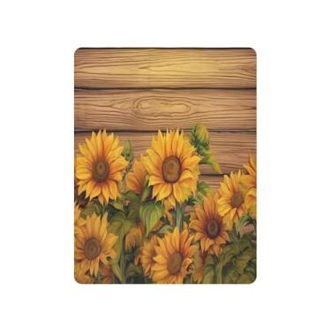 Imagem de xigua Lençol de berço de girassol de grão de madeira para meninas e meninos, lençol macio e respirável adequado para berço padrão e cama infantil 68,5 x 99 cm