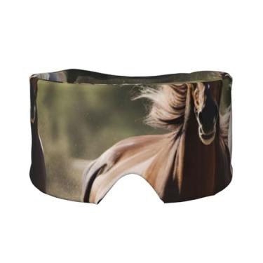Imagem de Máscara de proteção para olhos e orelhas com estampa de três cavalos de corrida, respirável, ajustável, blecaute, confortável