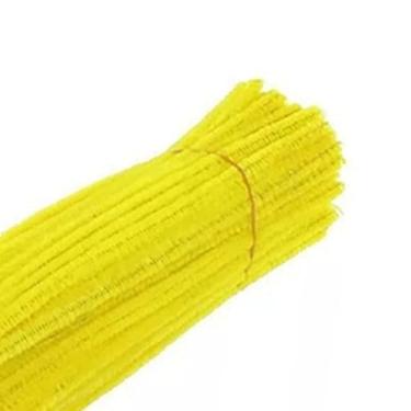 Imagem de YOUTHINK 100 Peças de Limpadores de Cachimbo Flexíveis de Poliéster Hastes de Chenille para Artesanato DIY e Atividades de Educação Infantil (Amarelo claro)