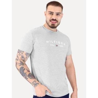 Imagem de Camiseta Tommy Hilfiger Masculina Fathers Arc USA Cinza Mescla-Masculino