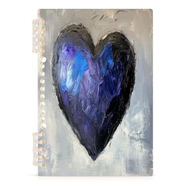 Imagem de Burbuja Caderno de coração escuro dos namorados, papel pautado universitário A5 com 60 folhas, fichário para escritório, 1 pacote