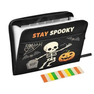 Imagem de CEBUGI Pasta expansível de 13 bolsos, impermeável, sanfonada, organizador de arquivos com etiquetas tamanho A4, organizador de documentos de papel para escola, material de escritório, esqueleto