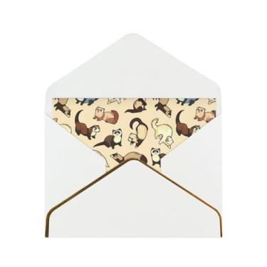 Imagem de SKKNT Cartões de felicitações com estampa de furão peludo para todas as ocasiões, convites de festa de aniversário de casamento, 12,7 x 15,2 cm