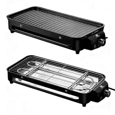 Imagem de Versátil Churrasqueira Elétrica Portátil 220V Ferro Inox 1500W Alta Potência Desmontável Fácil Limpeza Pouca Fumaça Controle de Temperatura Ótimo Para Casa e Acampamento (Preto, 220V)