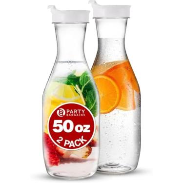 Imagem de Jarra de plástico transparente Bargains | Recipientes de água de qualidade premium e resistente | Excelente para chá gelado, suco em pó, frio, barra Mimosa, mais | 127 g., 2