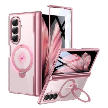 Imagem de BERFY Capa para Z Fold 7 com suporte magnético giratório 360, compatível com Magsafe, protetor de tela integrado, capa protetora à prova de choque para celular para Samsung Galaxy Z Fold 7, rosa