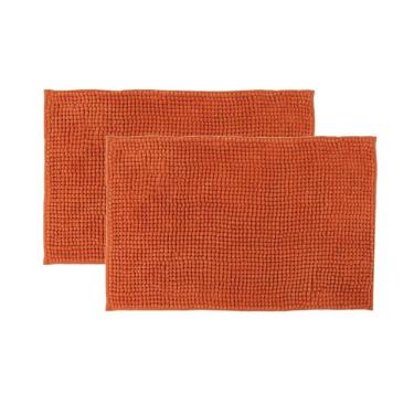 Imagem de Kit 2 Tapetes Banheiro Bolinha Antiderrapante Salmão 58x38cm