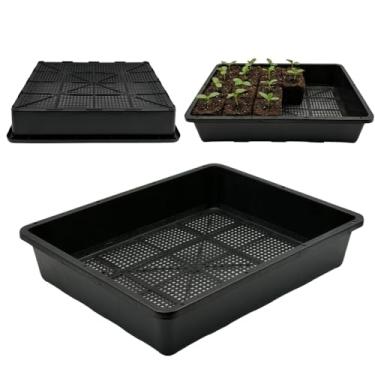 Imagem de ILITING Bandejas de bloqueio de solo 38 x 30 cm Bandeja inicial de sementes pacote com 5 bandejas inferiores de malha para blocos de solo, mudas, microgreen, grama de trigo