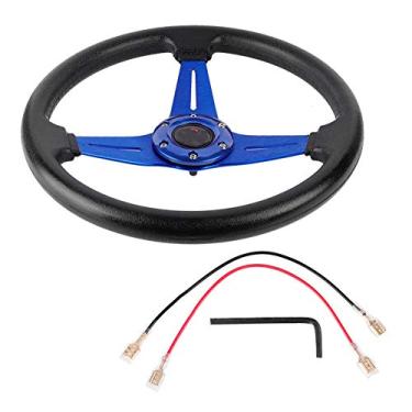 Imagem de Keenso Volante, 14 pol. 350 Mm de Couro PU de Alumínio Universal, Sensação Confortável de Mão e Isolamento de Vibração de Estrada para a Maioria Dos Veículos