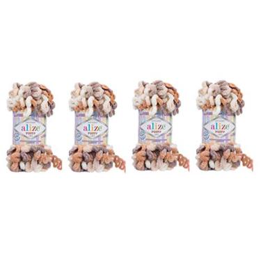 Imagem de Cobertor de bebê Alize Puffy Color Lote de 4skn 400 g 100% micropoliéster fio macio de tricô manual (5926)