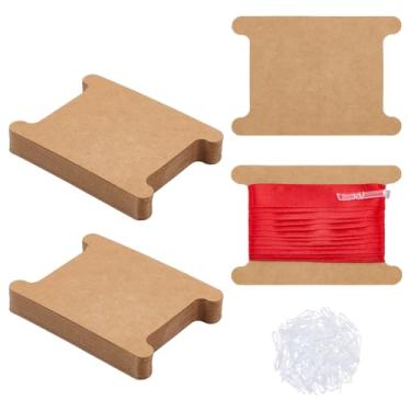 Imagem de PH PandaHall Conjunto organizador de fita com 100 peças, suporte de fio dental de 8,9 x 6,3 cm, carretéis de linha plana, com clipes dobráveis, fio dental, fio dental, cartão de armazenamento para