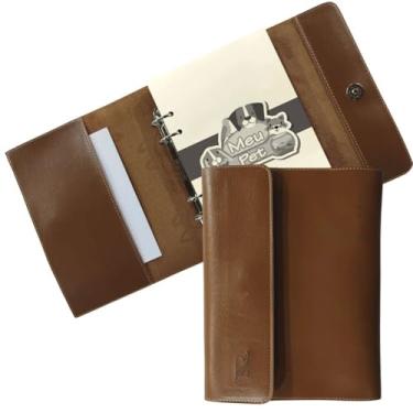 Imagem de Pasta Executiva Agenda Em Couro Fichário Com Refil Meu Pet A5 Raffai (Caramelo)