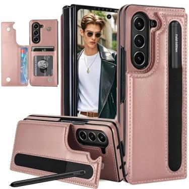 Imagem de CCSmall Capa carteira para Samsung Galaxy Z Fold 7 com suporte para caneta S, fecho magnético com compartimentos para cartões de identificação, capa de telefone de couro PU para Samsung Z Fold7 5G SKB