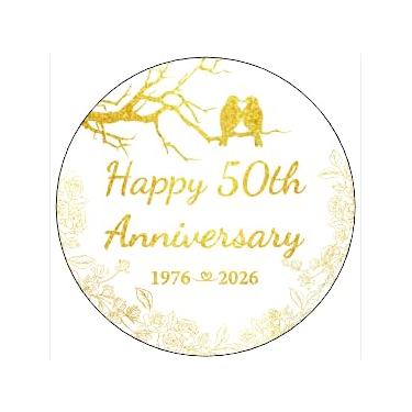 Imagem de Presentes de 50º aniversário de casamento de 2026 para casal, pais, esposa, marido, enfeite de vidro com feliz aniversário de 50 anos, uma vida de memórias