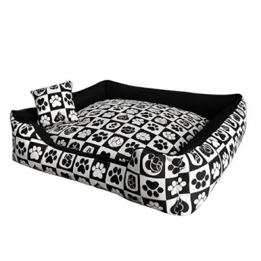 Imagem de Caminha Pet Luxo com Fundo Impermeável – Cama Macia para Cachorro e Gato com Zíper Removível(Preto Casinha,G - 60X50)