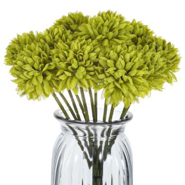 Imagem de 12 peças de flores artificiais de crisântemos, bolas de seda falsas, buquês, arranjos de flores de seda verde para o dia de São Patrício, casamento, decoração de casa, mesa de centro de mesa