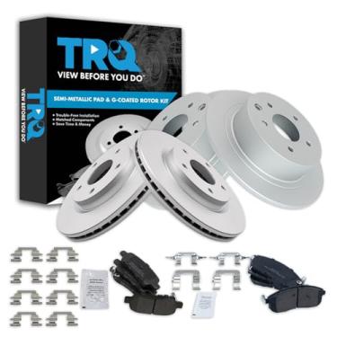 Imagem de TRQ Kit de pastilhas de freio e rotor dianteiro e traseiro compatível com Nissan Sentra 2013-2019