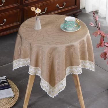 Imagem de Wuluwala Toalha de mesa quadrada pequena com estampa floral, vintage, estilo francês, toalha de mesa com acabamento em renda, toalha de mesa lavável para casamento, aniversário, cozinha, decoração de