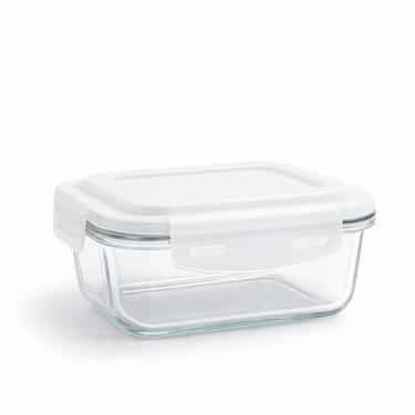Imagem de Pote Hermético de Vidro 370ml com Tampa Plástica com 4 Travas · Apto para Micro-ondas, Forno e Freezer · Vedação com Anel de Silicone Removível