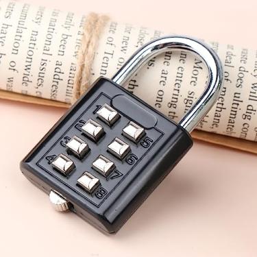Imagem de Cadeado de combinação de código de senha de 8 dígitos, mala de liga de zinco para bagagem, código de viagem, cadeado inteligente com chave anti-roubo (preto)